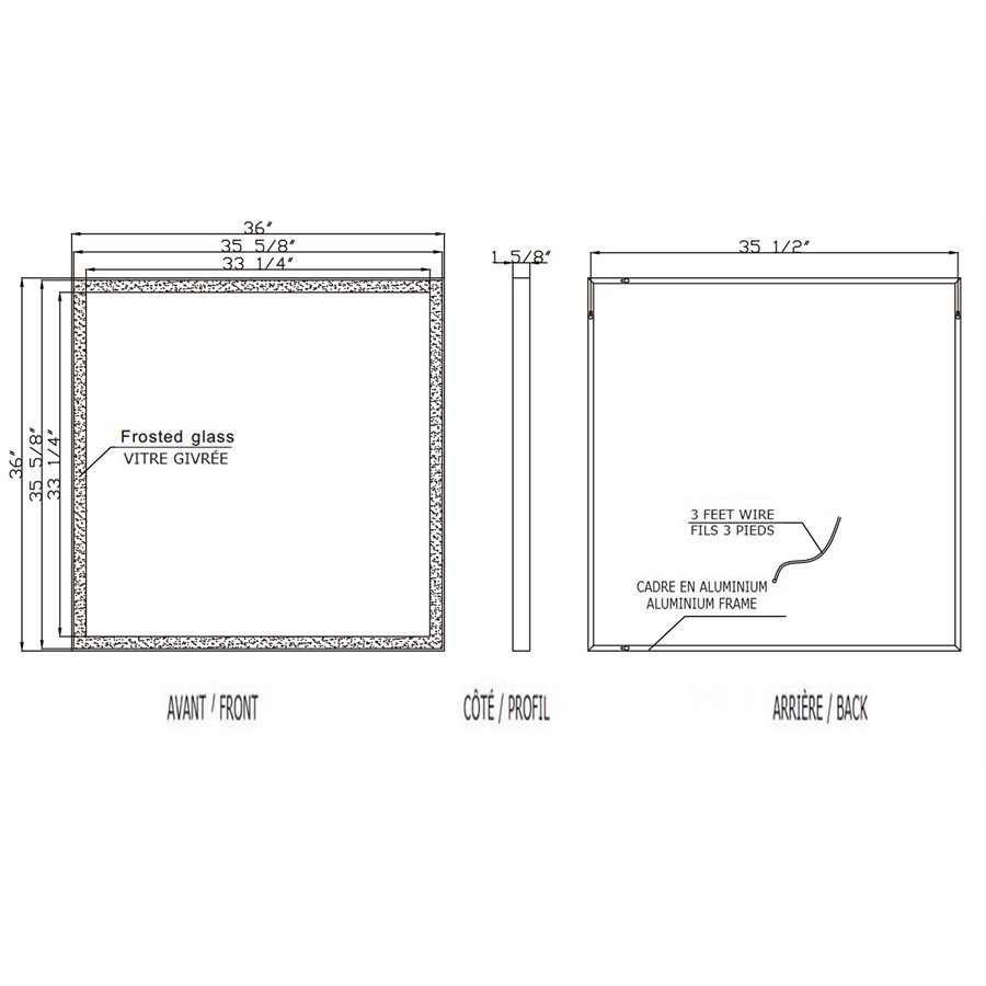 GALAXY LED MIRROR 36X36 60K