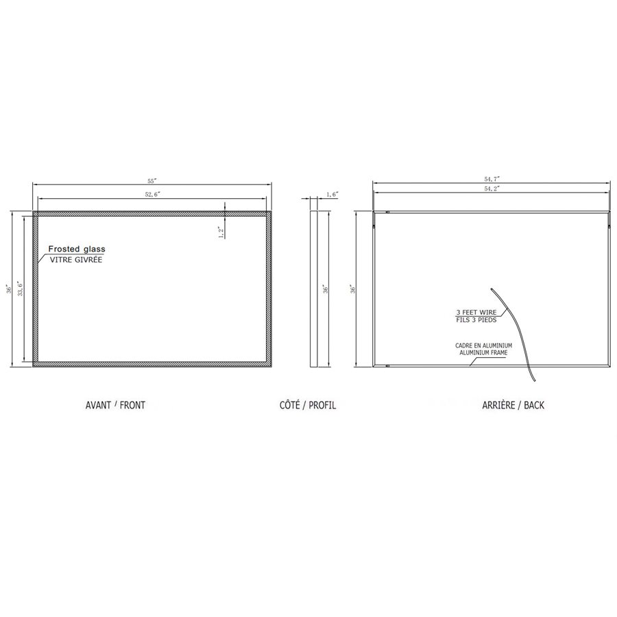 GALAXY LED MIRROR 55X36 60K