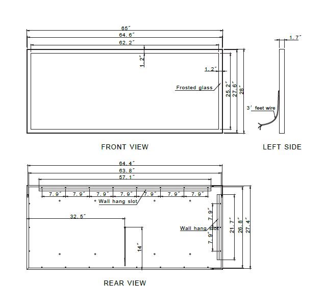 GALAXY LED MIRROR 65X28 60K