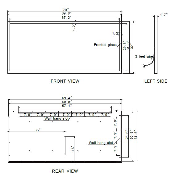 GALAXY LED MIRROR 70X32 30K