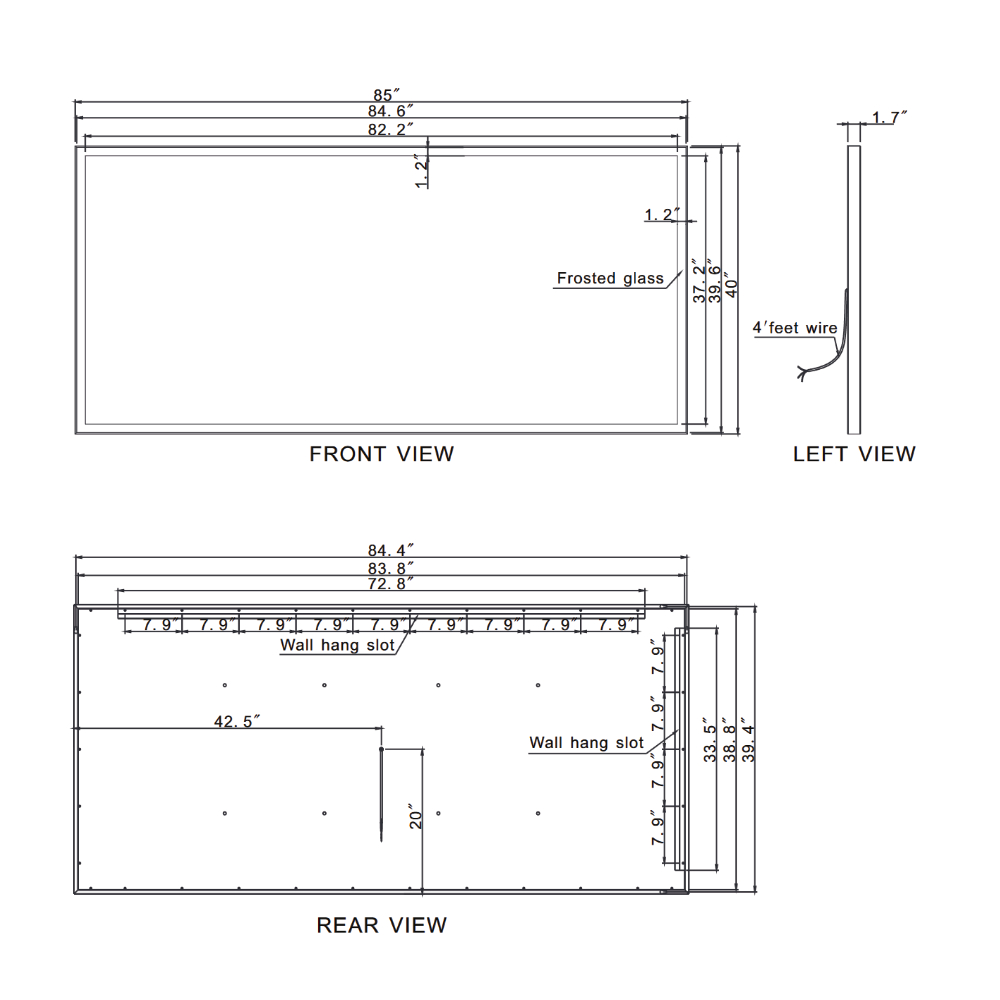 GALAXY LED MIRROR 85X40 60K