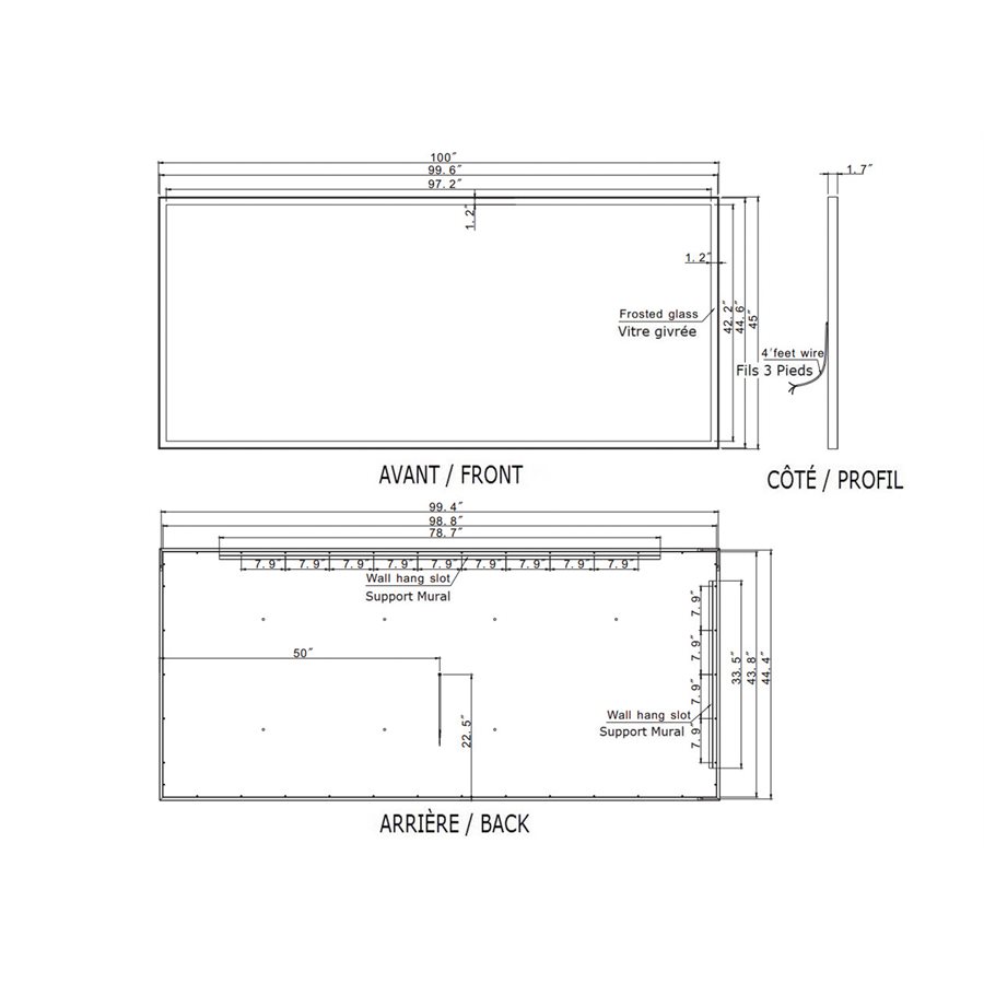 GALAXY LED MIRROR 100X45 60K