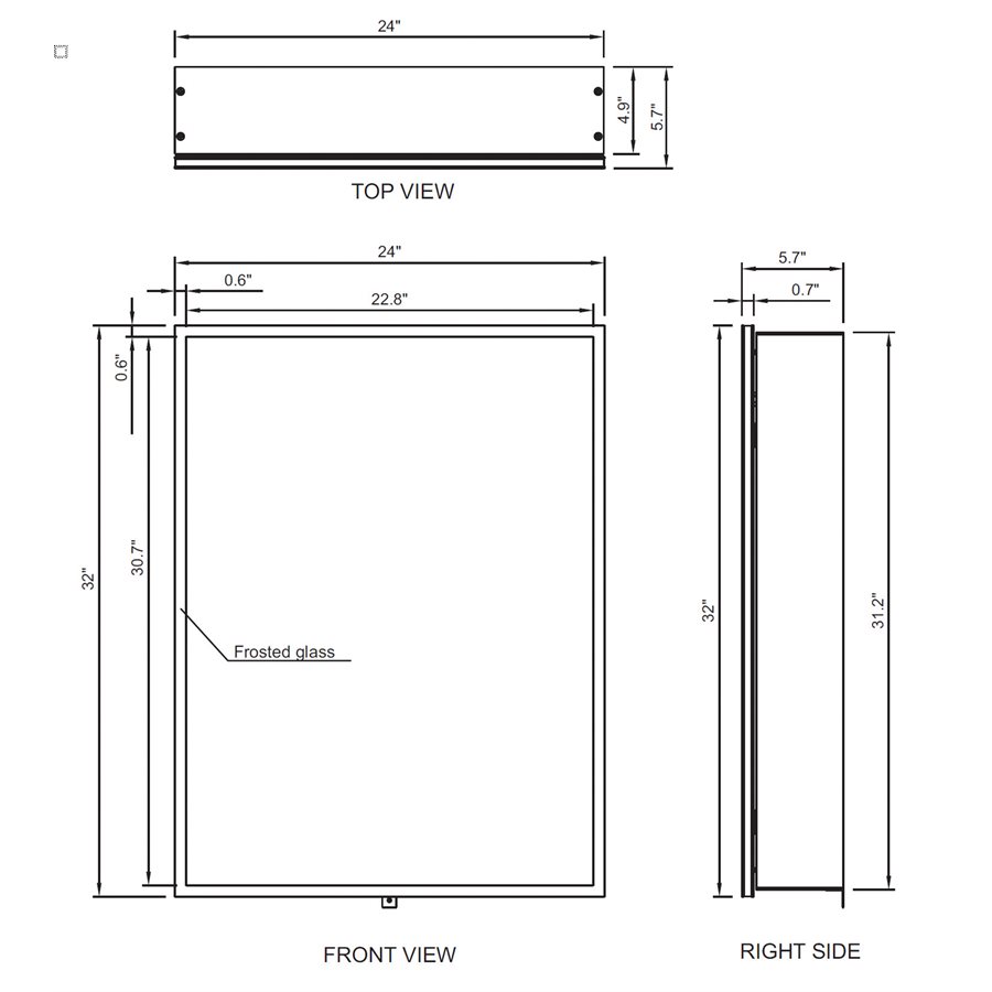 GALAXY CABINET LED MIRROR 24X32 60K