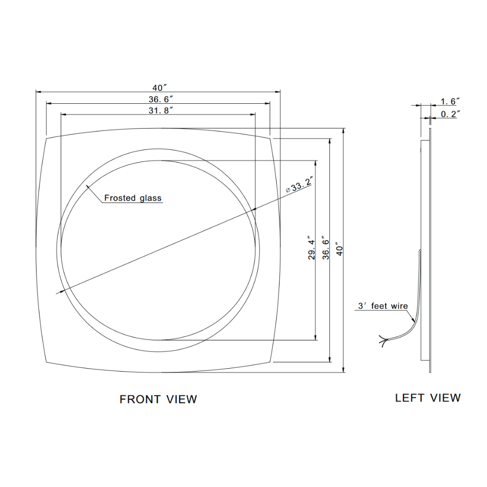 HALO LED MIRROR 40X40 30K