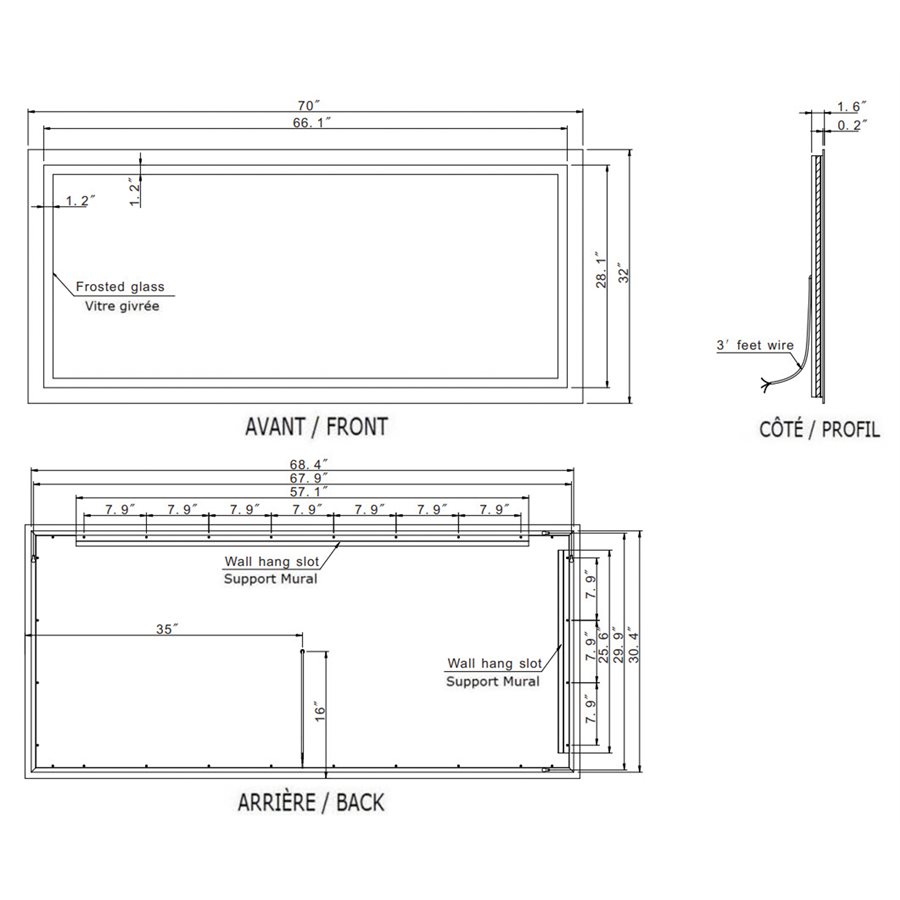 HARMONY LED MIRROR 70X32 60K
