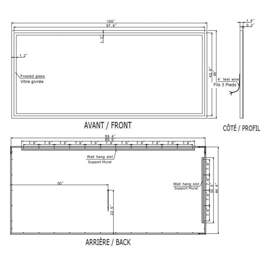 HARMONY LED MIRROR 100X45 30K