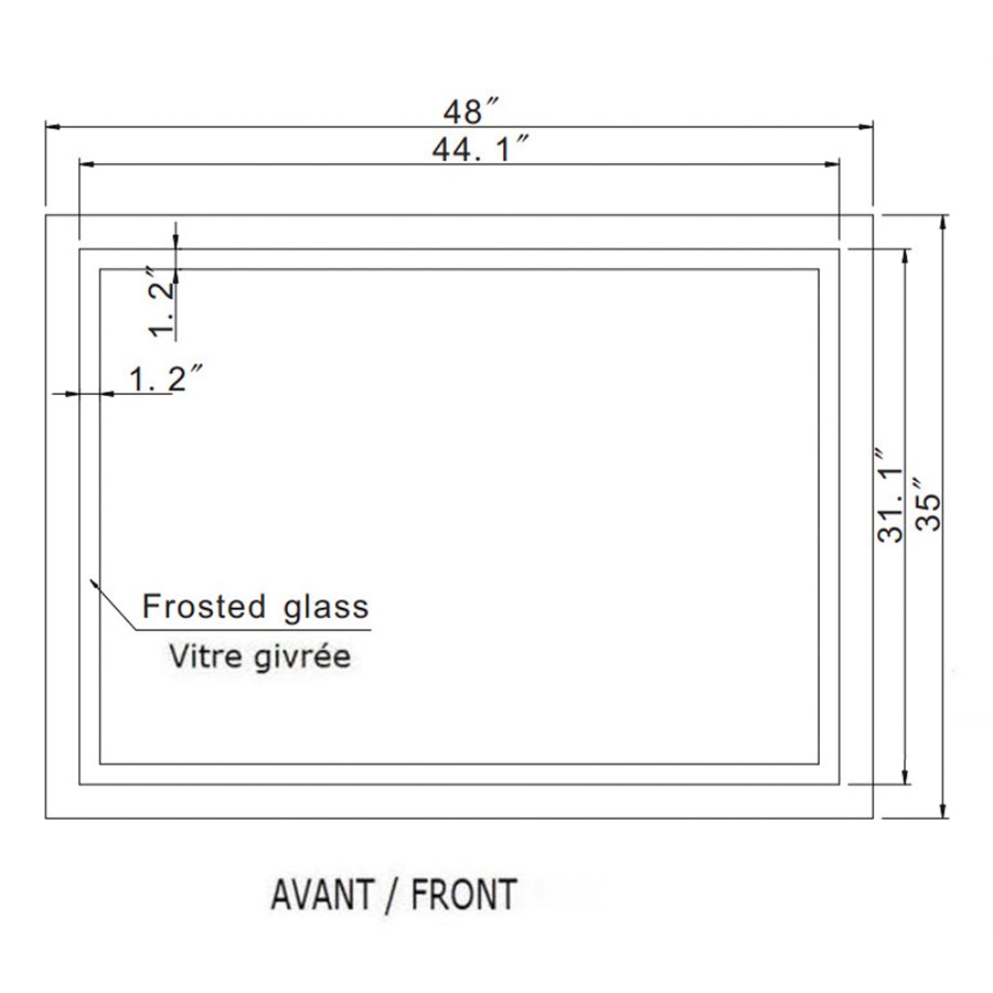 FROSTED HARMONY BACKLIT LED MIRROR 48X35 60K