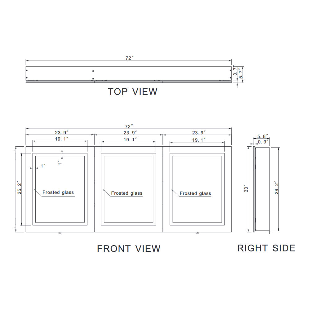 HARMONY CABINET LED MIRROR 72X30 60K