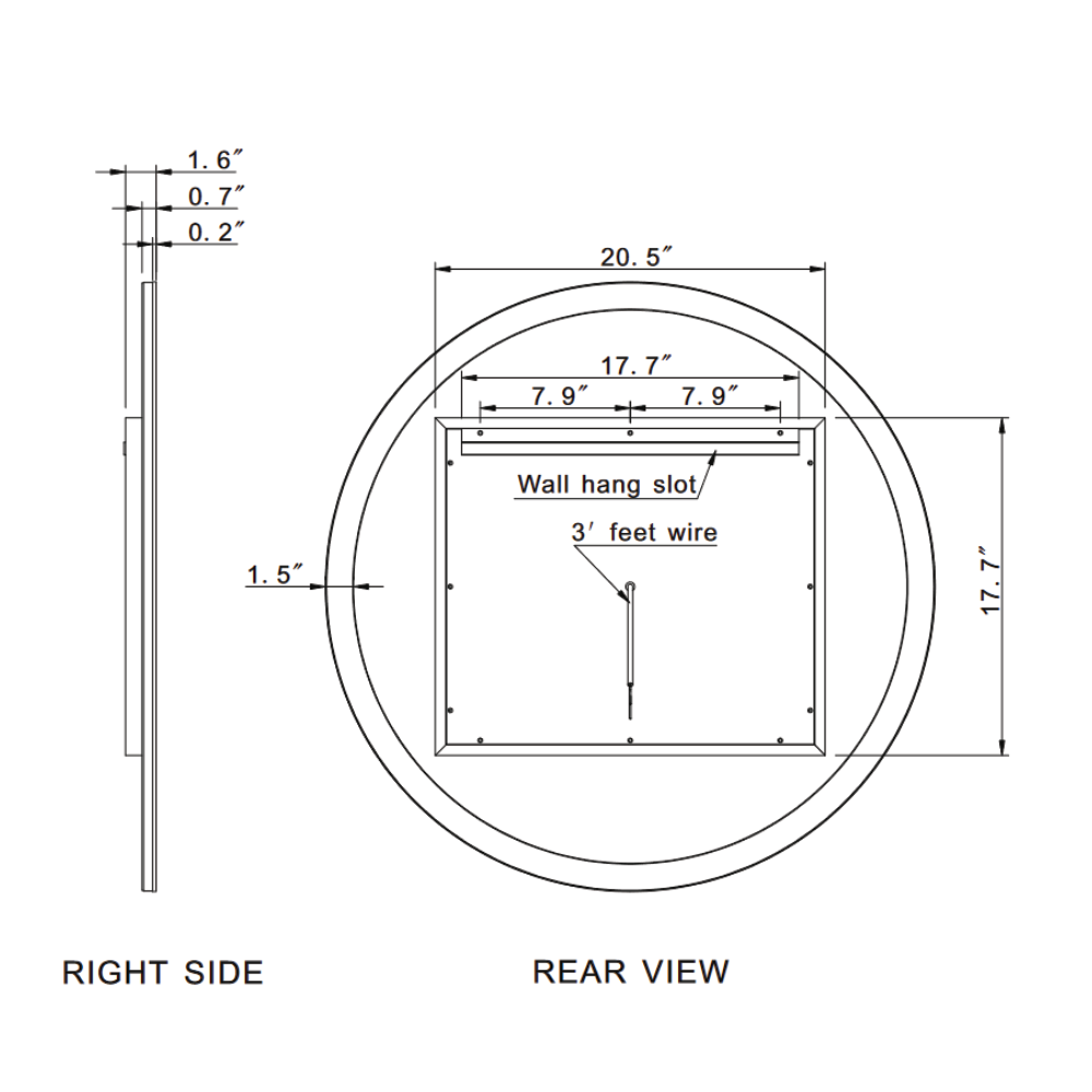ORIGINAL ROUND BACKLIT LED MIRROR 32X32 60K
