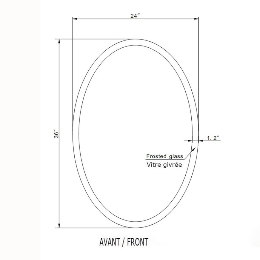 FROSTED OVAL BACKLIT LED MIRROR 24X36 60K