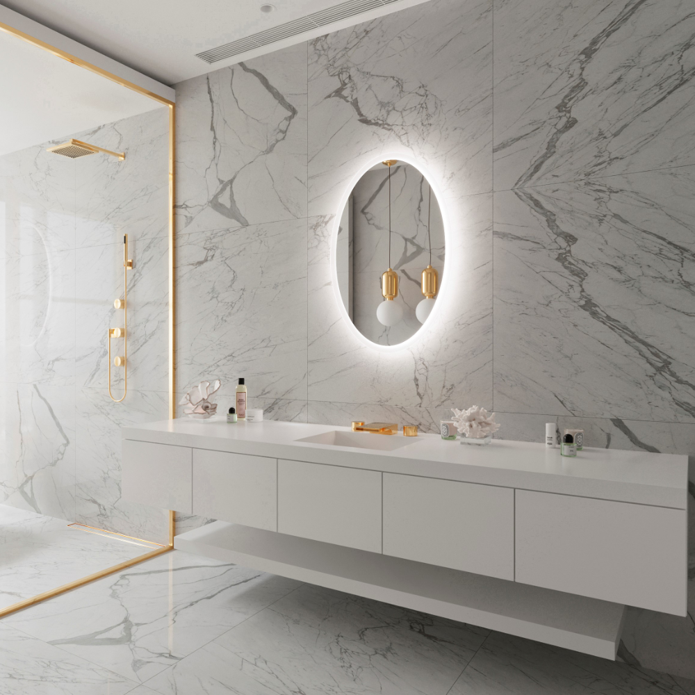 FROSTED OVAL BACKLIT LED MIRROR 24X36 60K
