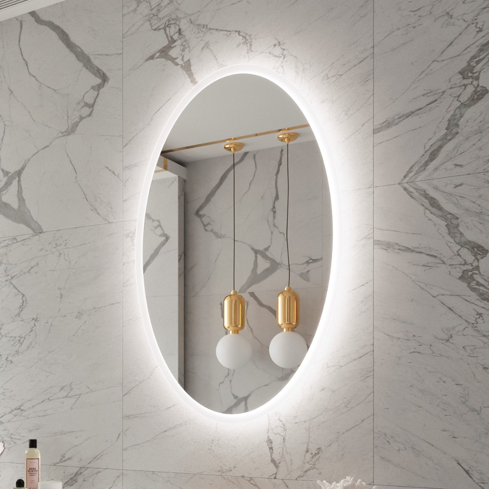 FROSTED OVAL BACKLIT LED MIRROR 30X48 30K