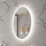 FROSTED OVAL BACKLIT LED MIRROR 30X48 60K
