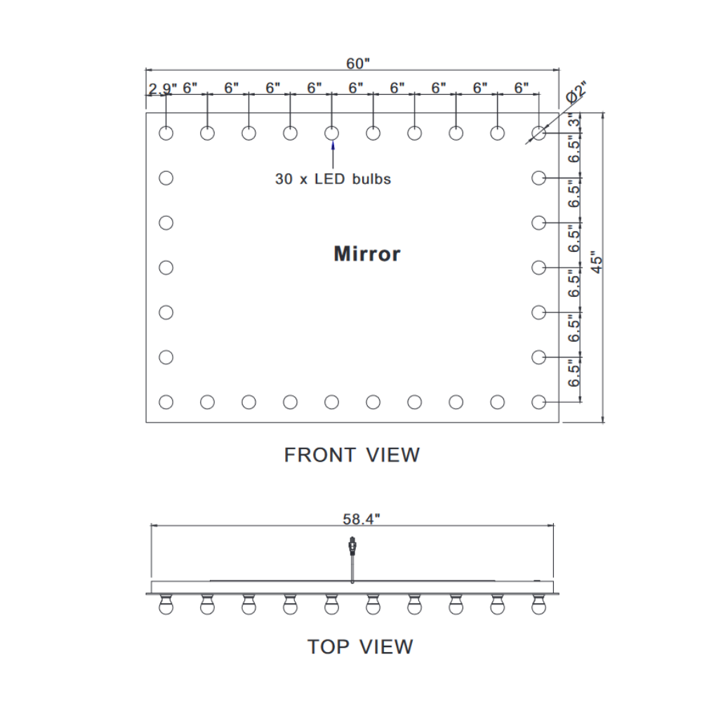 PRINCESS LED MIRROR 60X45 30K
