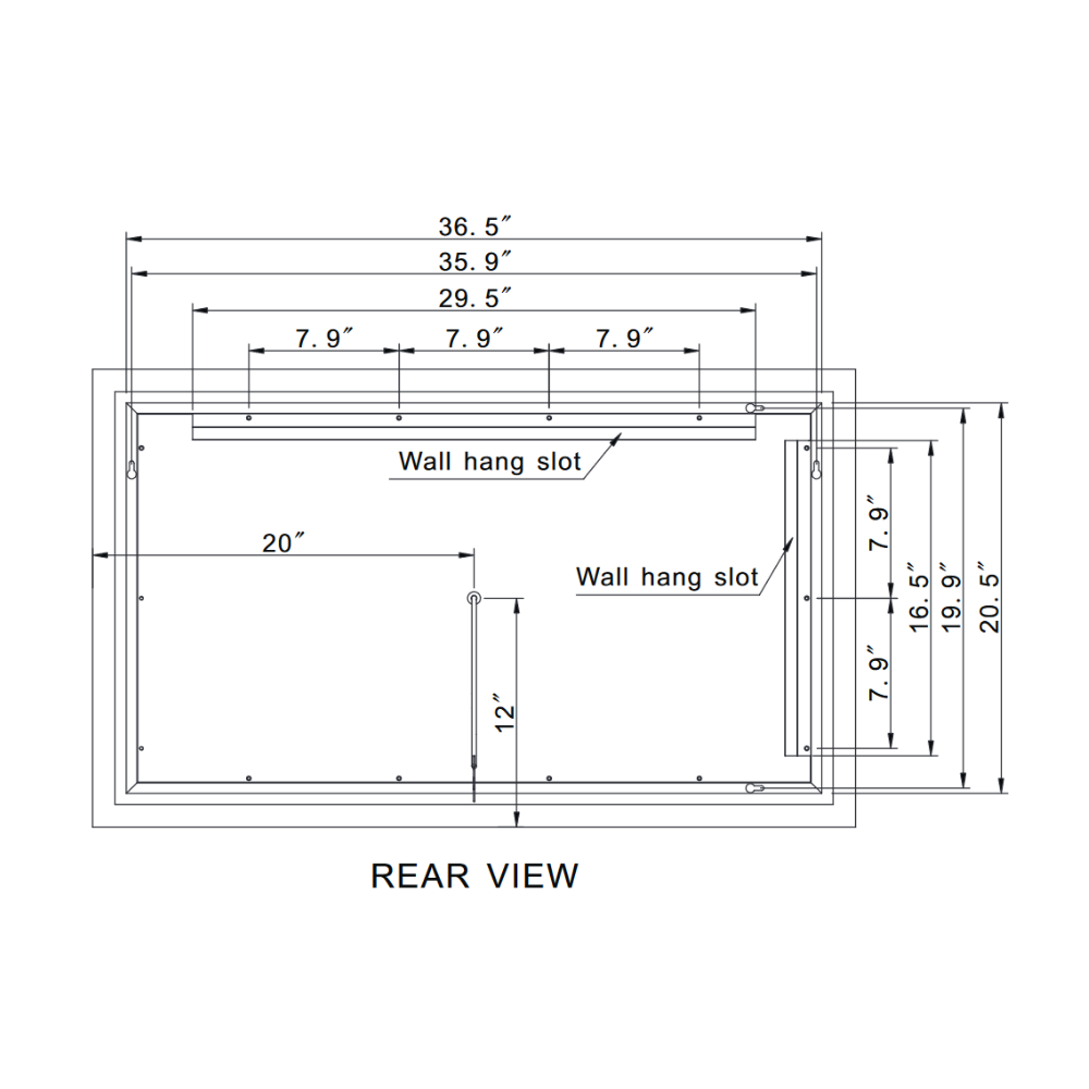 FROSTED RECTANGLE BACKLIT LED MIRROR 40X24 30K