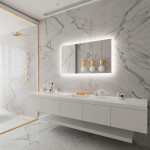 FROSTED RECTANGLE BACKLIT LED MIRROR 48X28 60K