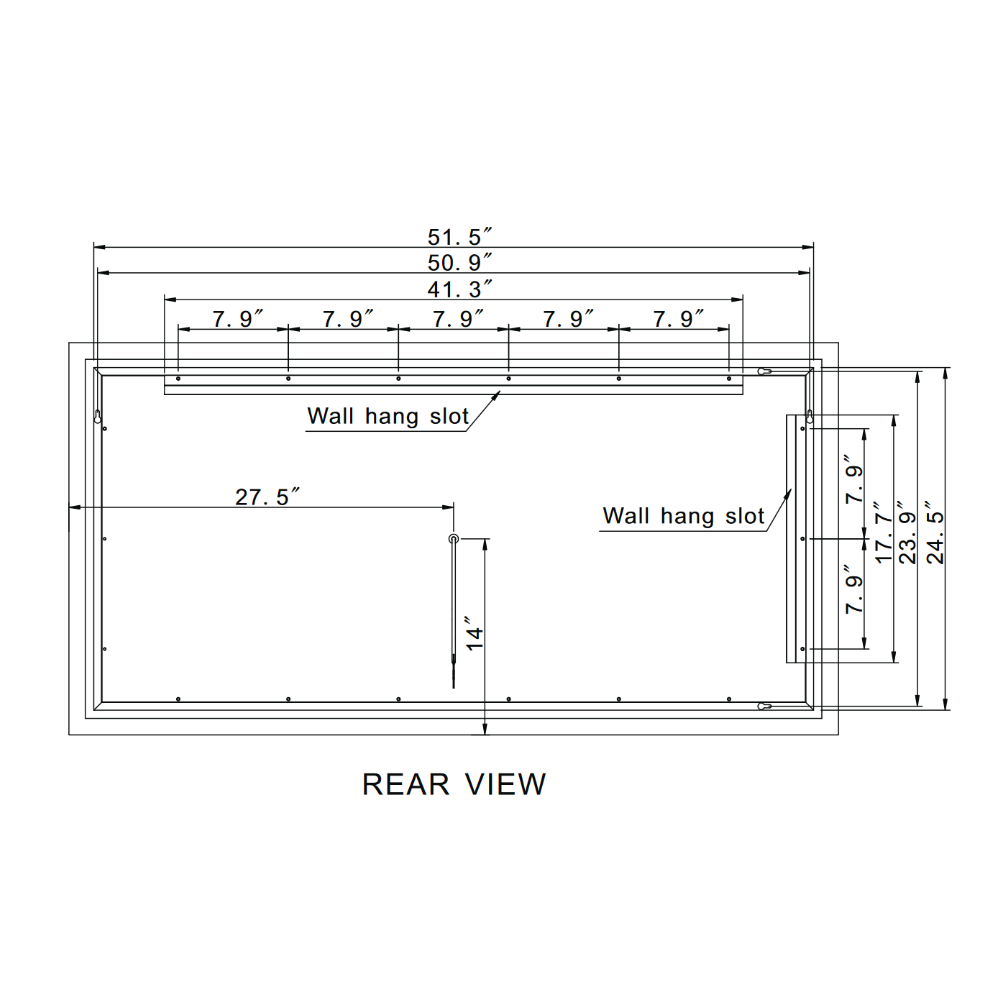 FROSTED RECTANGLE BACKLIT LED MIRROR 55X28 60K