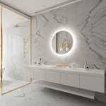 FROSTED ROUND BACKLIT LED MIRROR 32X32 60K