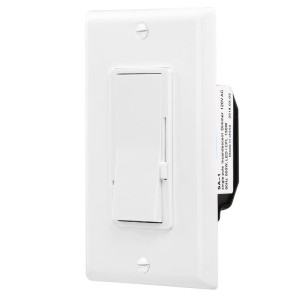 Decora 0-10VDC dimmer single/3-Way 100-277V 3A-1A white slider with on/off switch